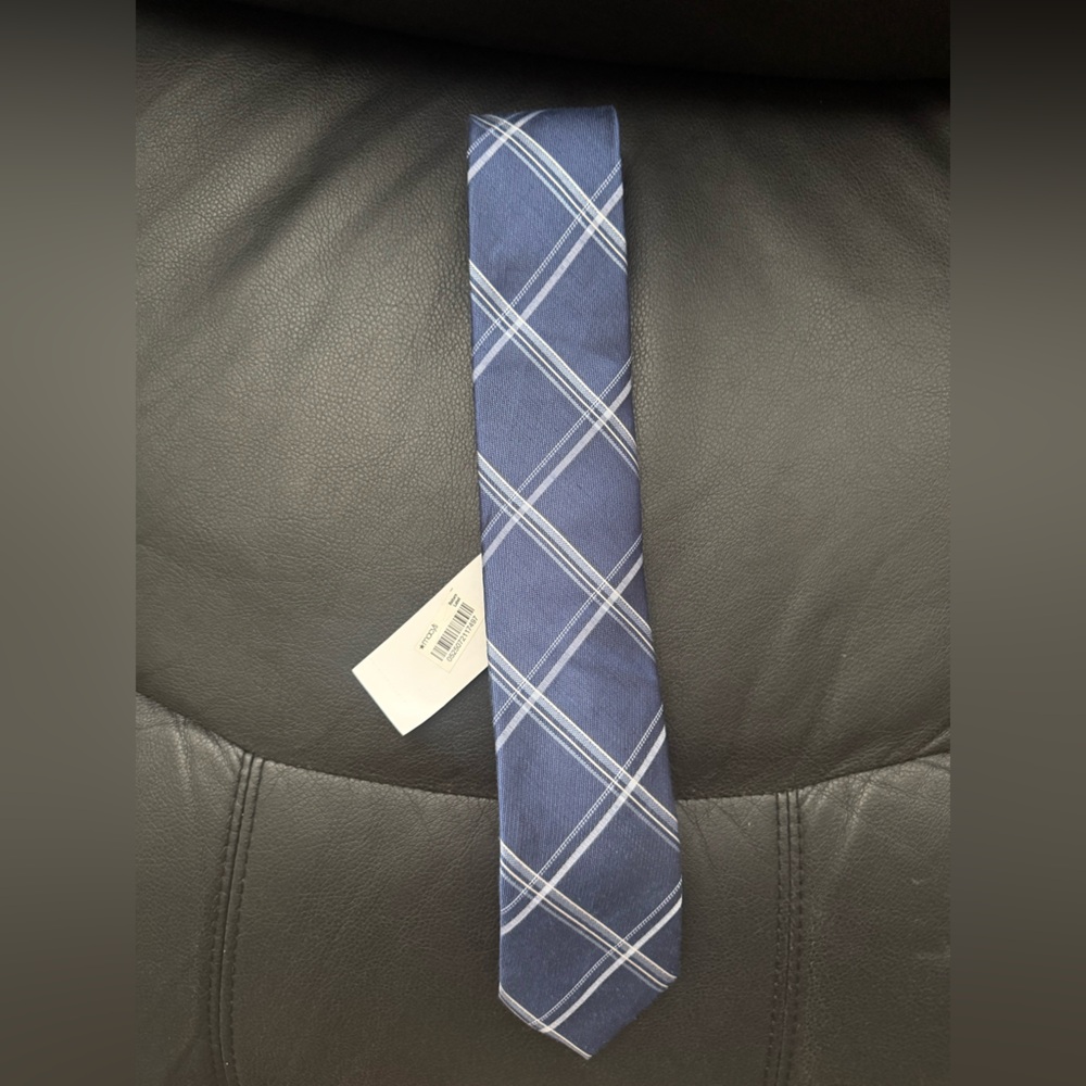 Michael Kors Blue and White Plaid Tie - NWT